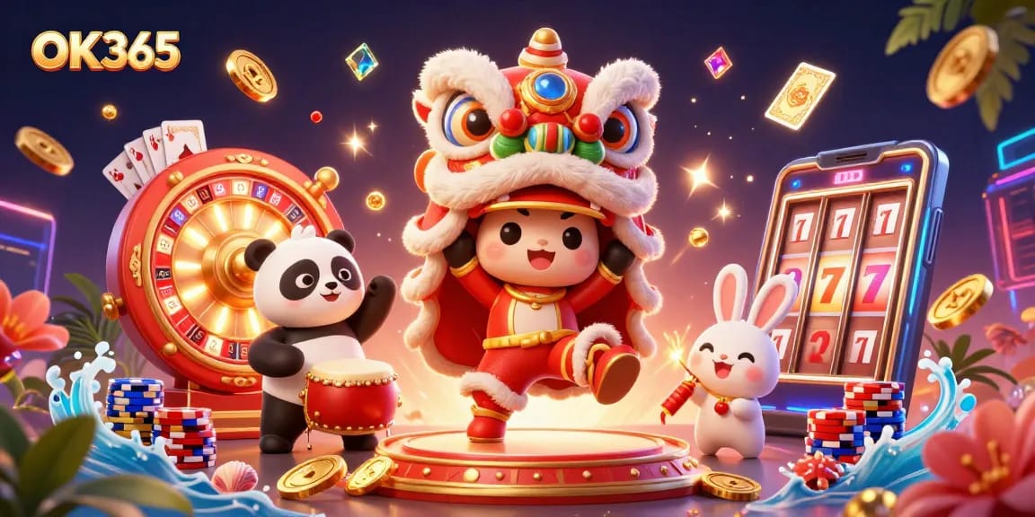 Experience the excitement at OK365 with the lion dance and winning slots!