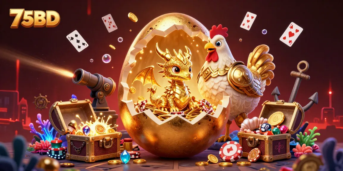 Experience the thrilling world of 75BD with a golden dragon and poker chips in a dynamic casino scene.