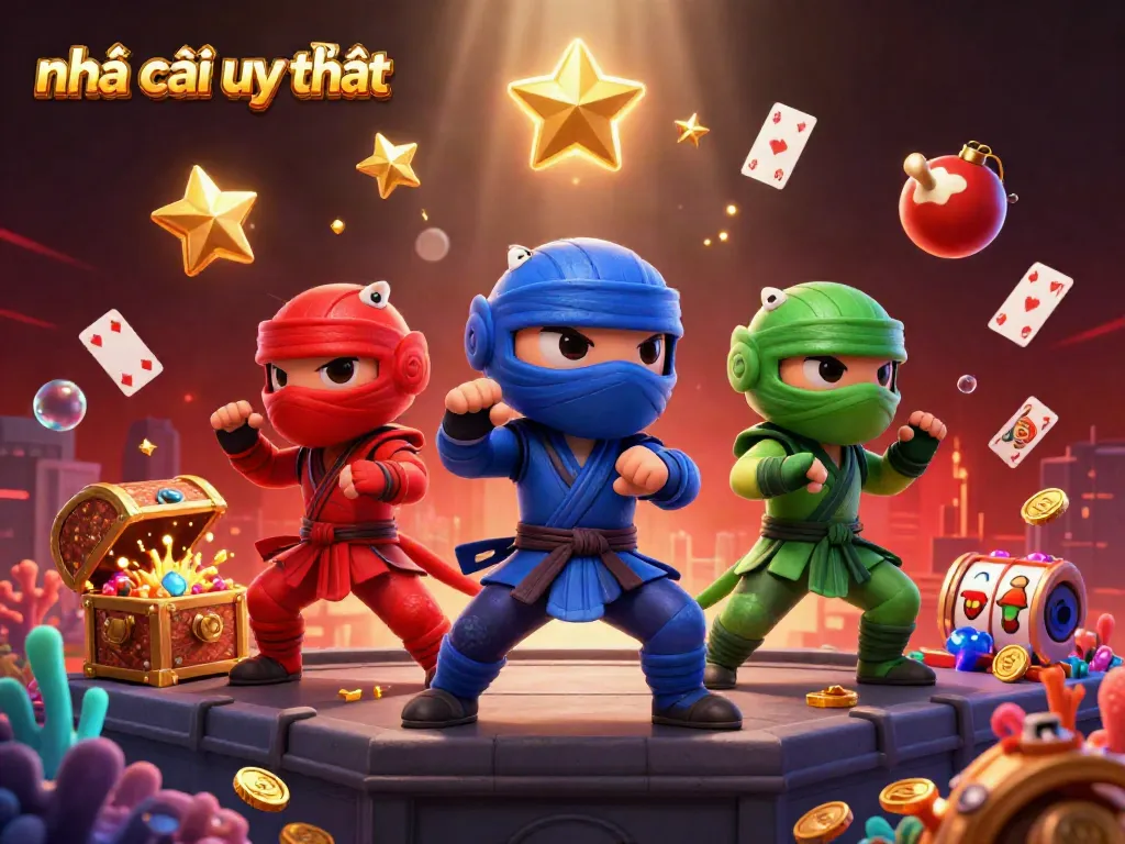 Chameleons performing martial arts while highlighting the nhà cái uy tín scene with slot reels and gold coins.
