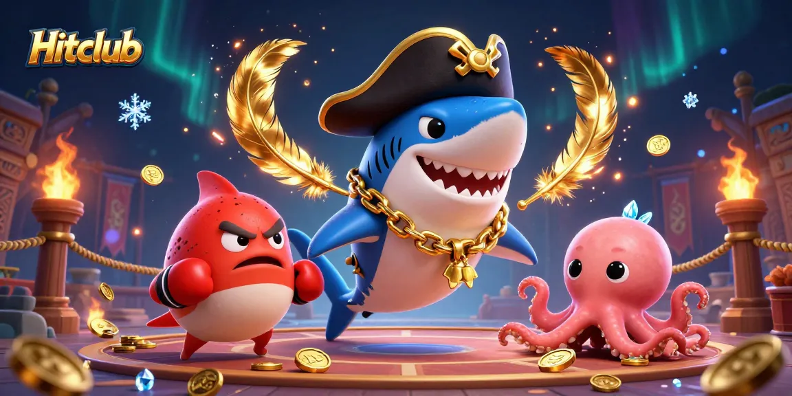 Join the excitement at Hitclub with pirate-themed characters celebrating a vibrant gaming atmosphere.