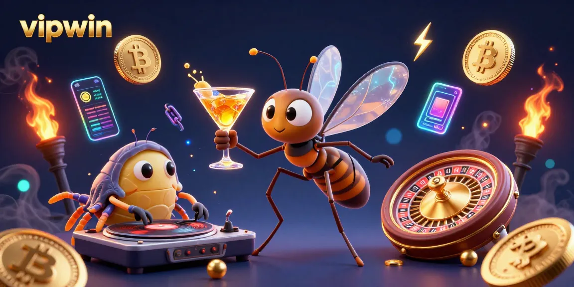 Join the excitement at vipwin with a lively casino scene featuring unique characters and dynamic elements.