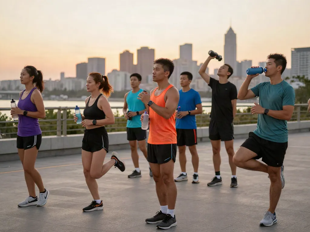 Runners training outdoors in an urban setting, embodying the spirit of community and fitness.