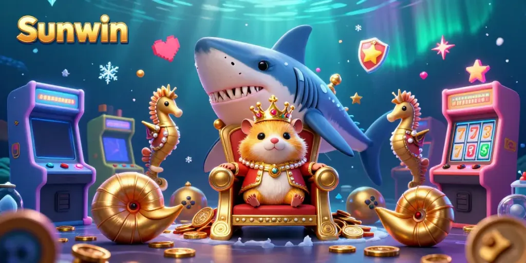 Join the adventures at Sunwin with vibrant 3D casino games featuring a golden hamster king and dazzling effects.