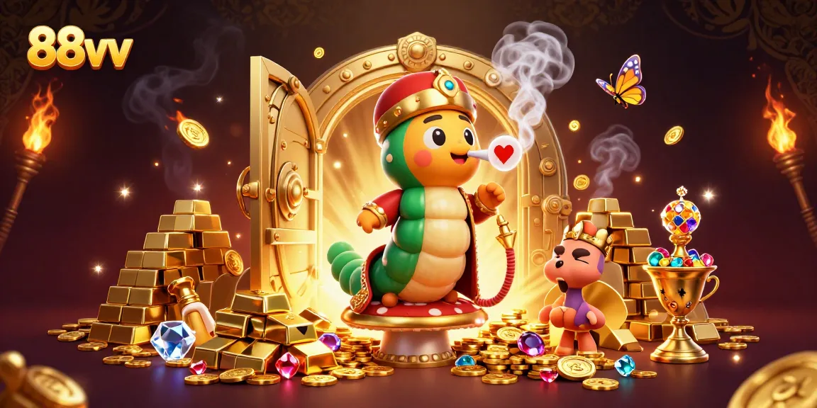 Engage with thrilling card action in 88vv's dazzling casino illustration featuring vibrant characters.
