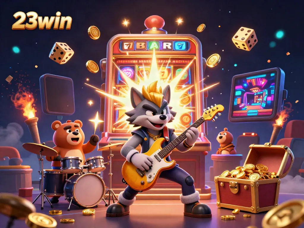 Experience thrilling gameplay at 23win with vibrant visuals of jackpot action and fun characters.