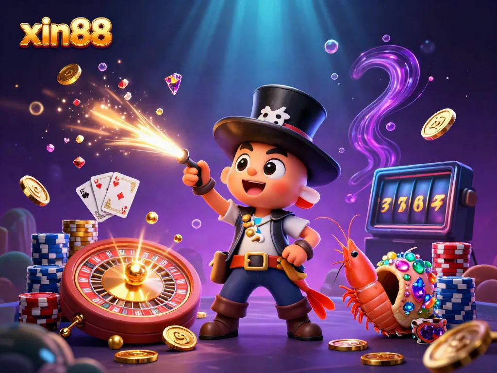Engage with vivid xin88 gameplay featuring a deep-sea anglerfish, pirate shrimp, and treasure snail amidst cascades of golden coins.