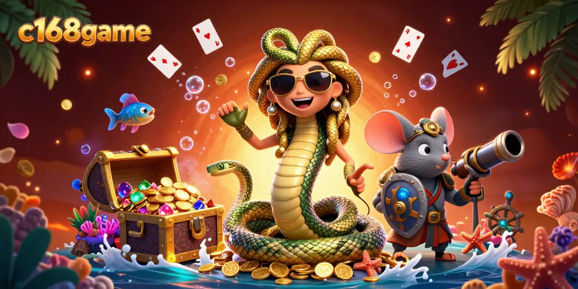 Engage in exciting gameplay at c168game, featuring vibrant colorful illustrations of casino action.