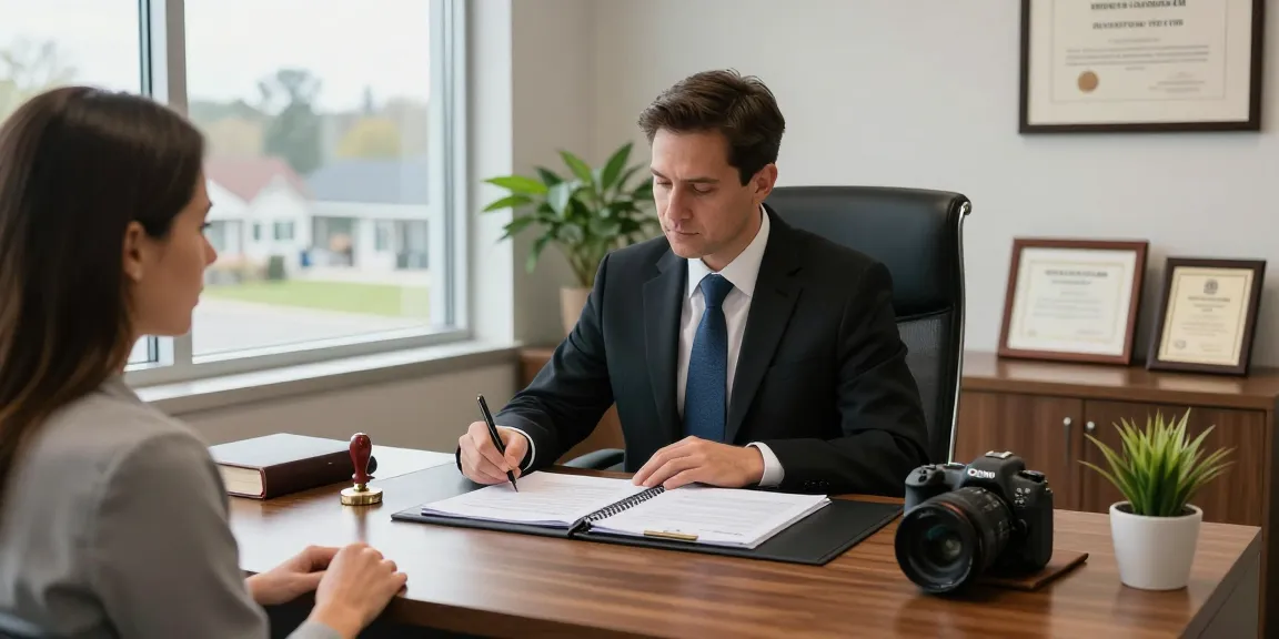 Notary public in Brampton, Ontario, assisting a client in a professional office.