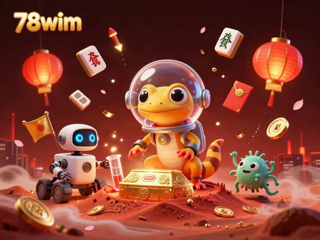Play games and win at 78wim with a Martian gecko discovering a golden casino.