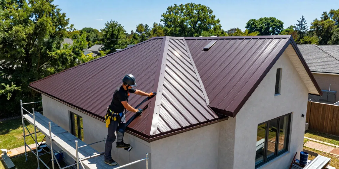Metal roof installation projects showcasing expert workmanship on a modern home.
