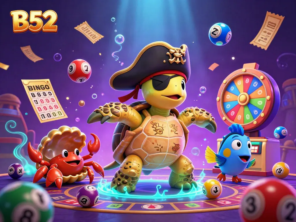 Engaging B52 casino scene with lively characters and colorful game elements showcasing excitement.