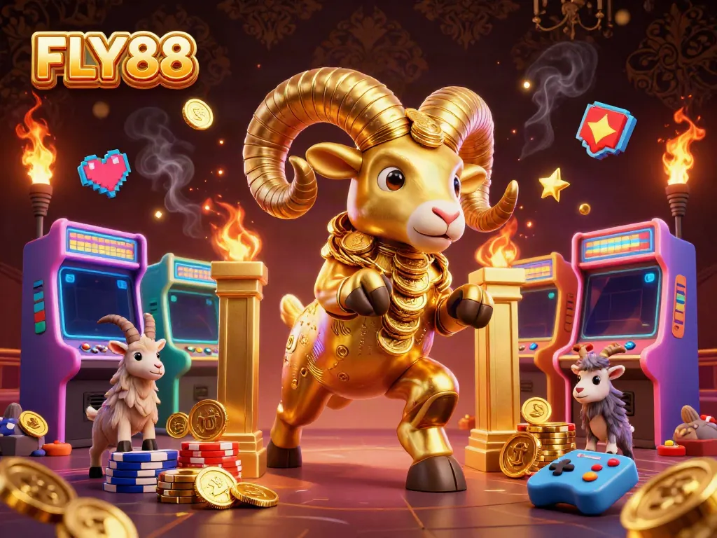 Experience the thrill of winning with FLY88's vibrant 3D casino illustration.