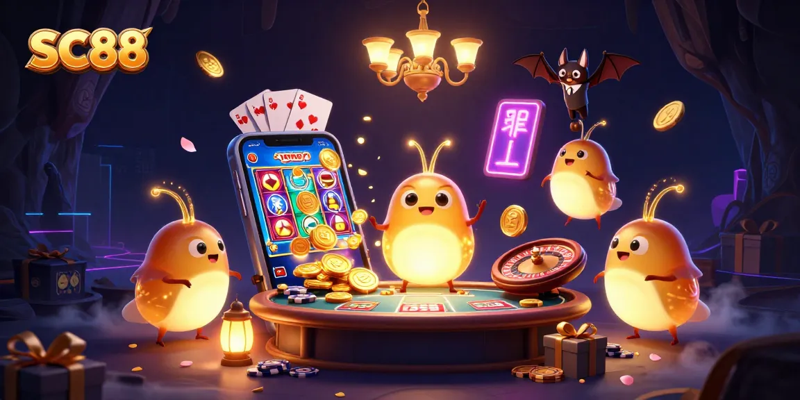 Experience the enchanting SC88 casino illuminated by glowworms, featuring vibrant slot games and magical ambiance.