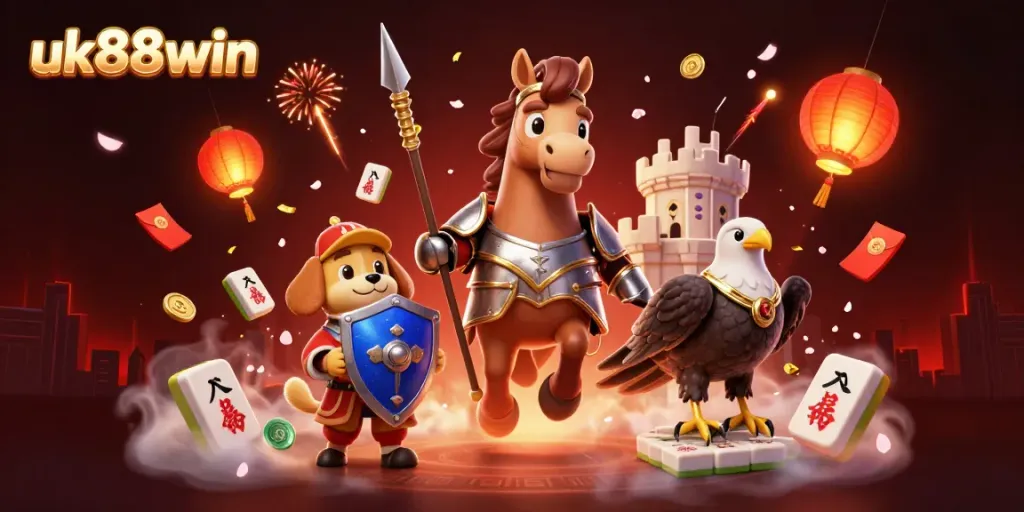 Experience the excitement of uk88win with vibrant symbols of fortune and characters all in one captivating scene.