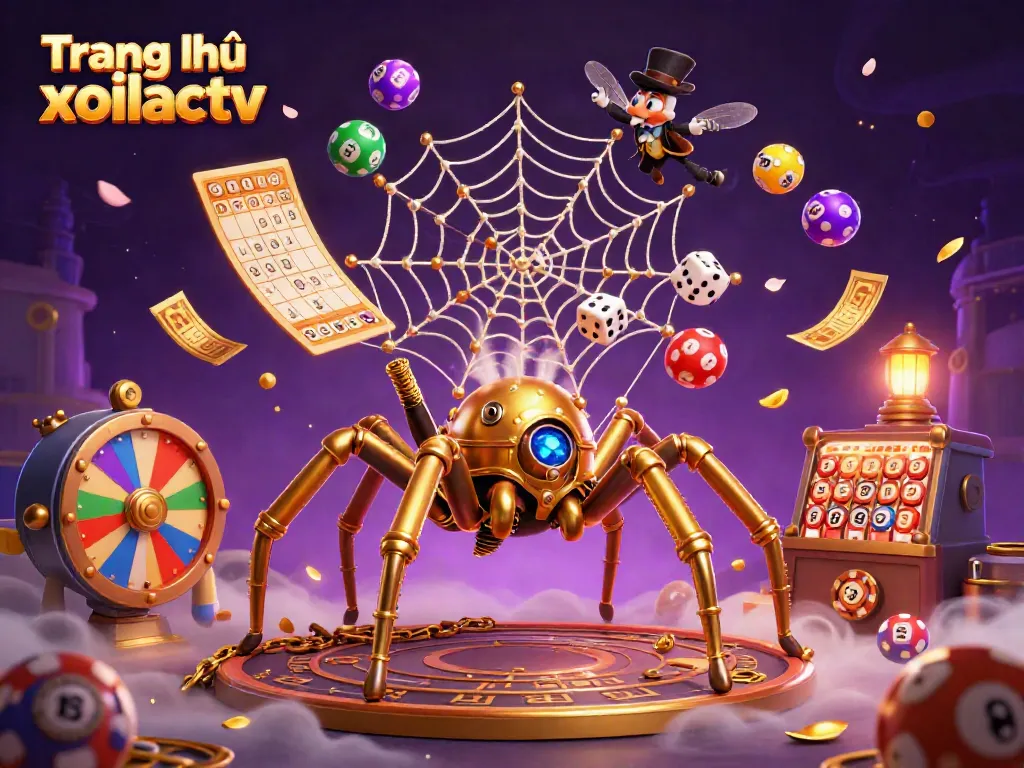 Experience the excitement of Trang chủ xoilactv with vibrant lottery elements in a dynamic 3D scene.