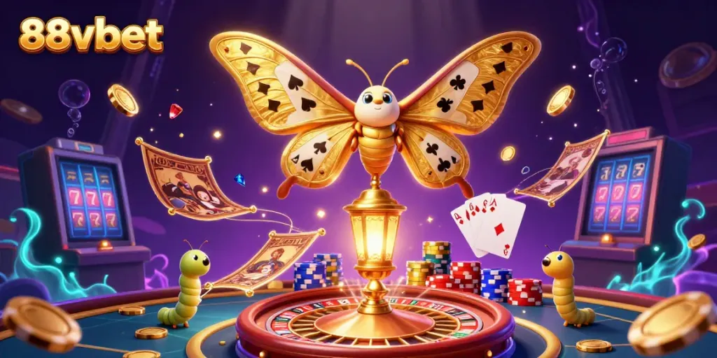 Experience the thrill of casino gaming with 88vbet's vibrant and dynamic 3D illustration.