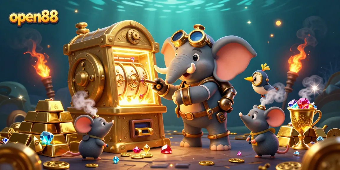 Spin thrilling jackpots at open88 with vibrant steampunk characters and gleaming treasures.