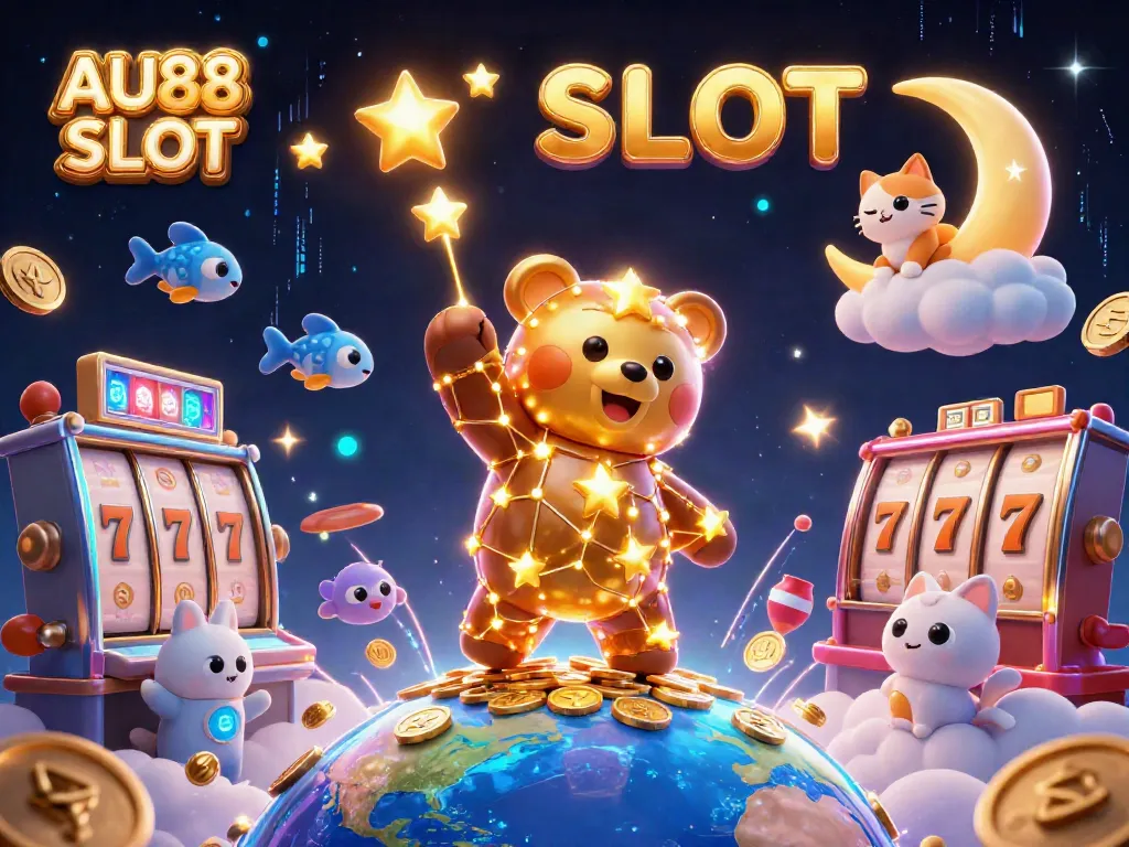 Engage in exciting AU88 SLOT gameplay with a constellation bear, lucky 7s, and jackpot elements.