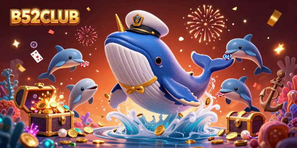 Experience the thrill of B52CLUB with animated characters enjoying casino fun in a vibrant atmosphere.