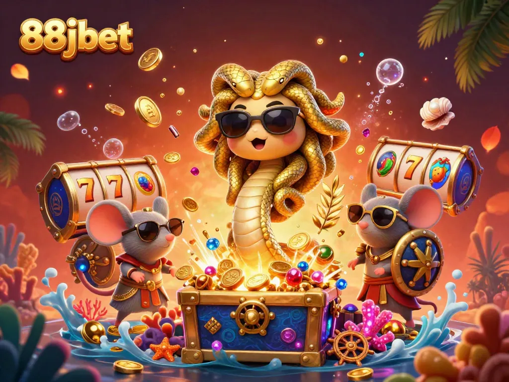 Experience thrilling gaming with 88jbet in a vibrant, action-packed casino scene.