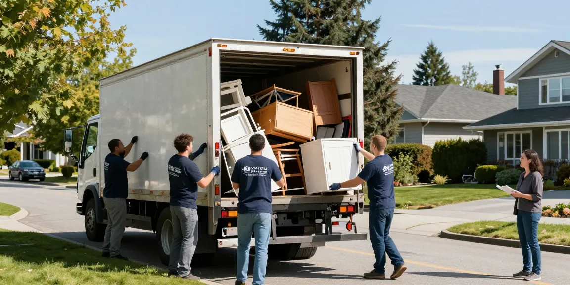 Junk Removal Vancouver team efficiently clearing out a home with various discarded items.