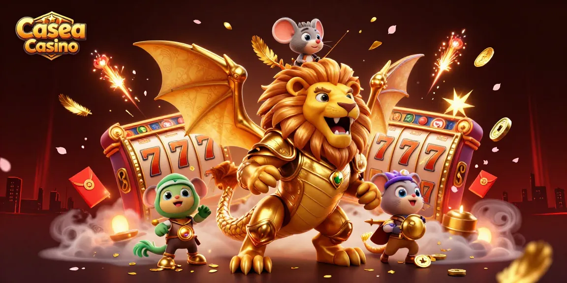 Experience thrilling gameplay at Casea Casino with vibrant slot machines and magical creatures.
