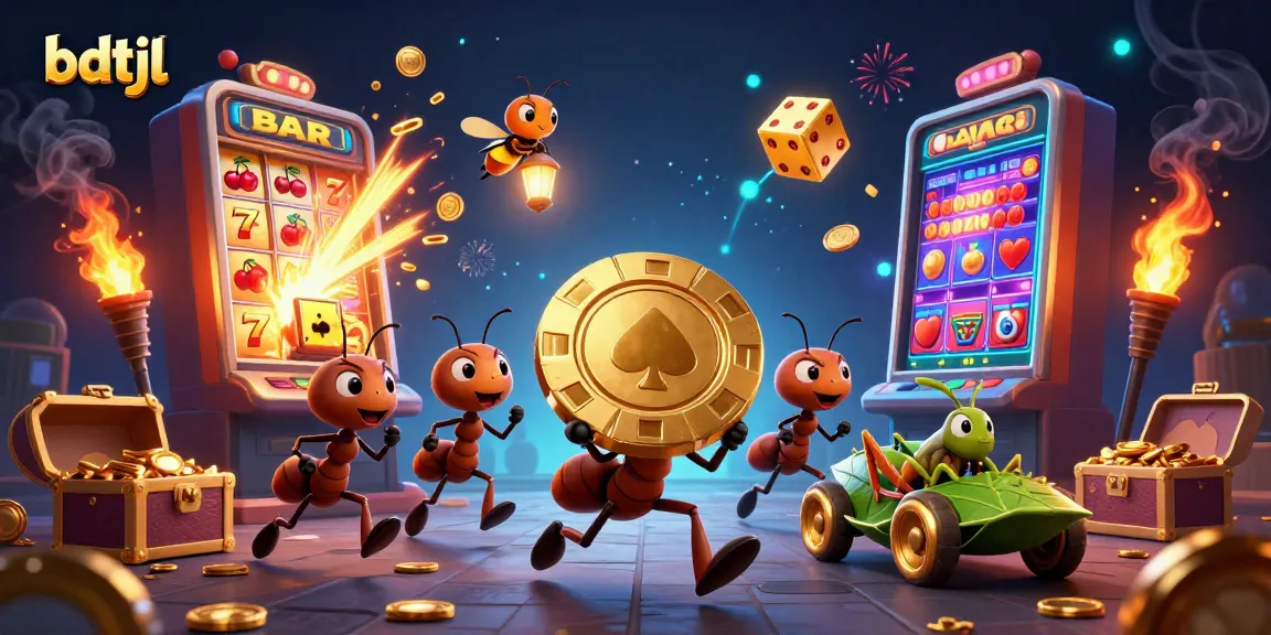 Engage with the thrilling bdtjl heist as ants carry massive poker chips amidst a jackpot explosion