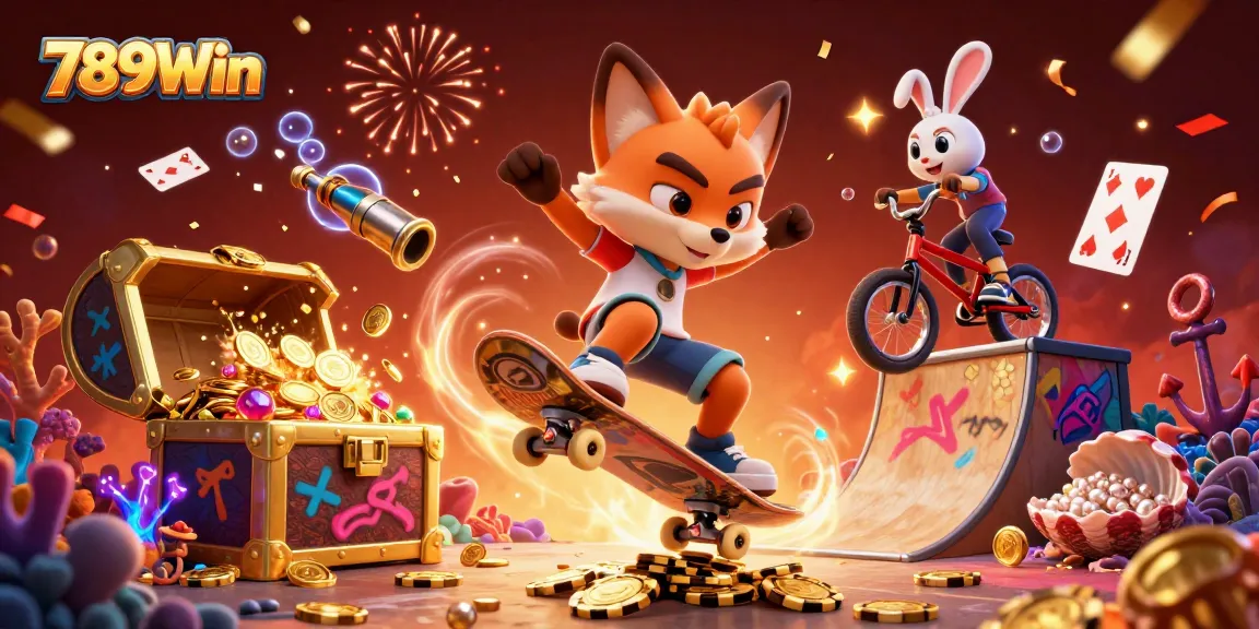 Experience thrill with 789Win's vibrant casino adventures featuring dynamic cartoon characters.