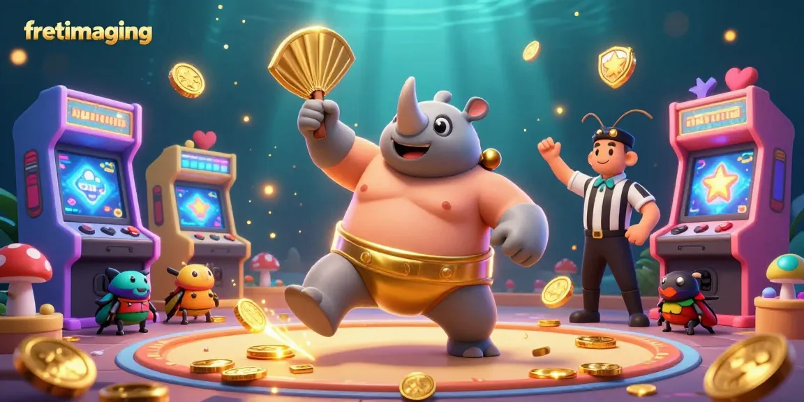 Engage with exciting gameplay at fretimaging, featuring a 3D beetle champion showcasing energetic winning moments.