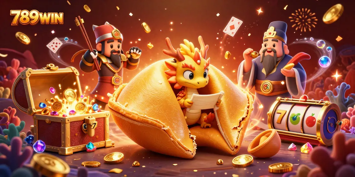 Experience 789WIN's thrilling slot action with vibrant winning symbols and characters in a dynamic 3D illustration.