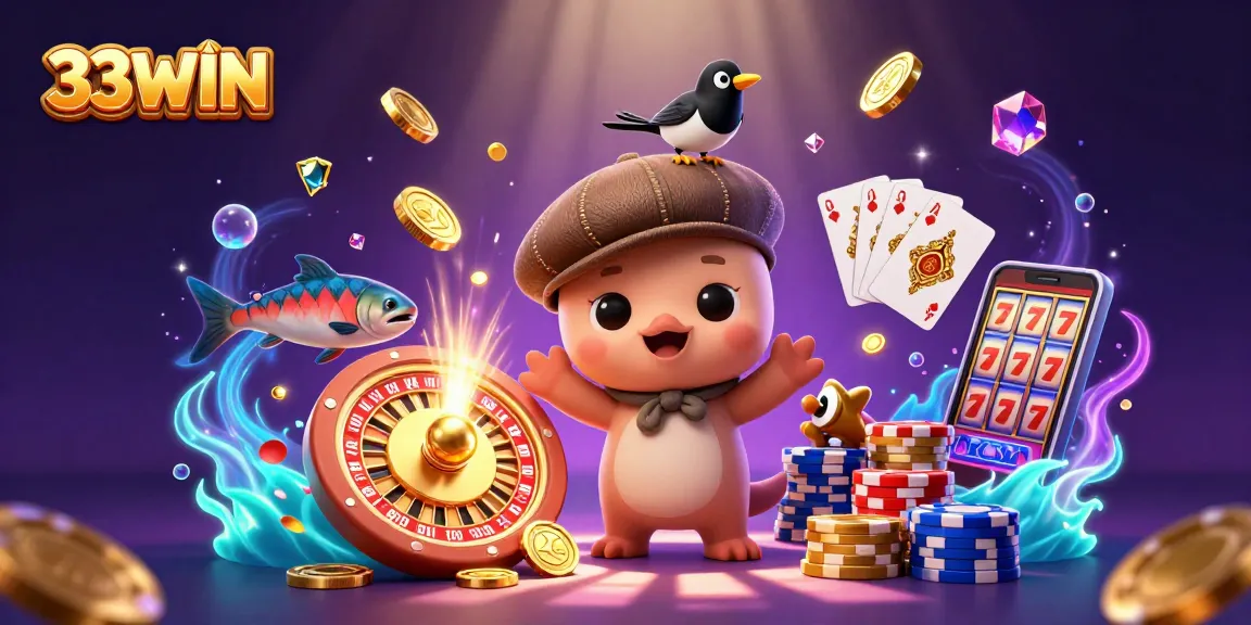 Experience thrilling gameplay with 33WIN as adorable Nessie and her friends celebrate casino excitement.
