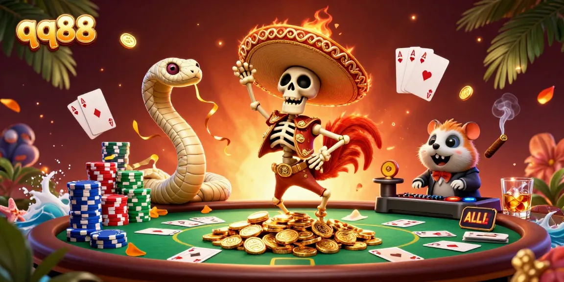 Experience the thrill of qq88 casino gaming with vibrant characters and dynamic elements.