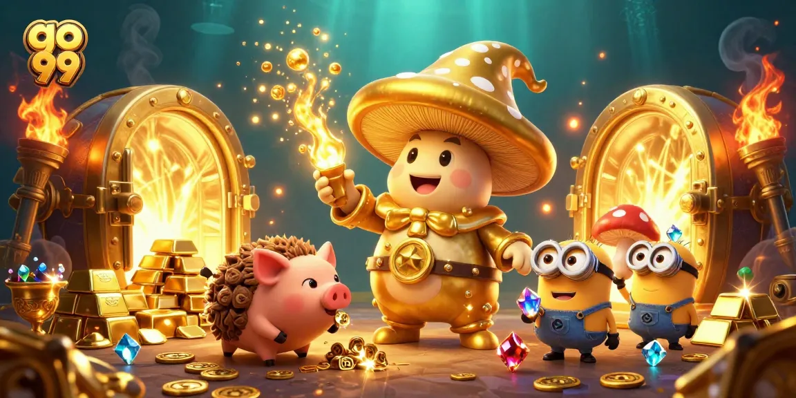 Engage in exciting gameplay at go 99 Casino with characters featuring treasure and gaming elements.