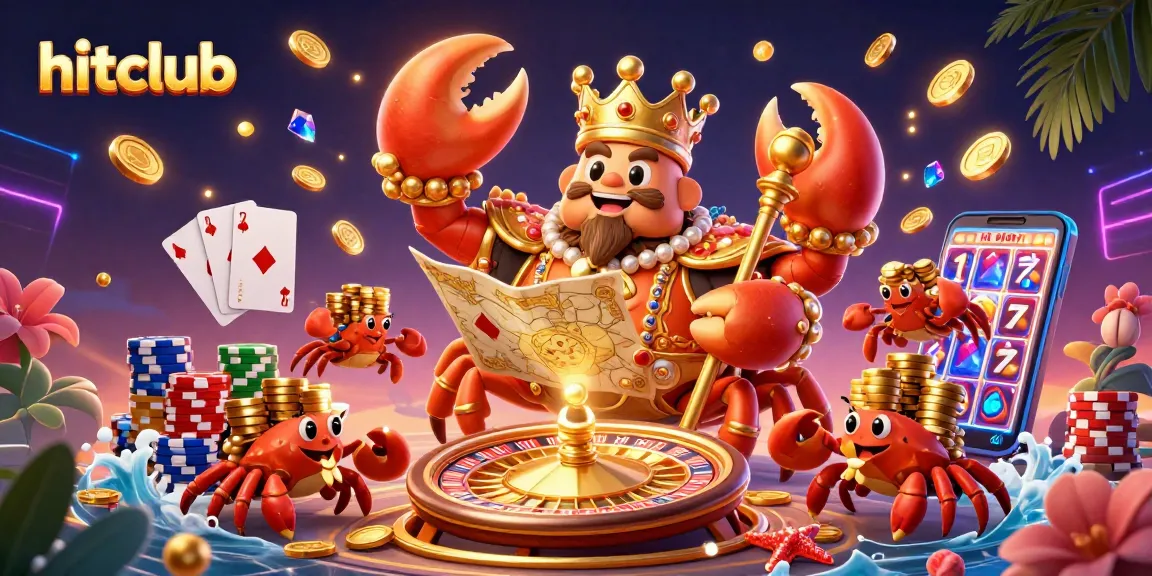 Experience the excitement of hitclub with a golden crab emperor and gambling elements in an immersive 3D scene.
