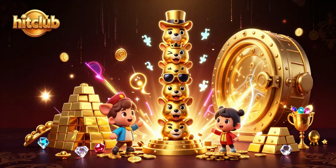 Join the excitement at hitclub with a vibrant 3D illustration showcasing a golden totem pole and treasure elements