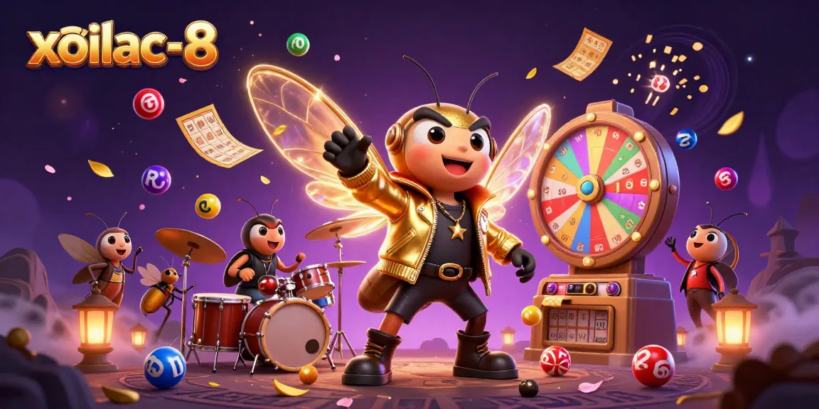 Xoilac-8 ignites excitement with vibrant casino action, featuring a cicada rock star and dynamic gaming elements.