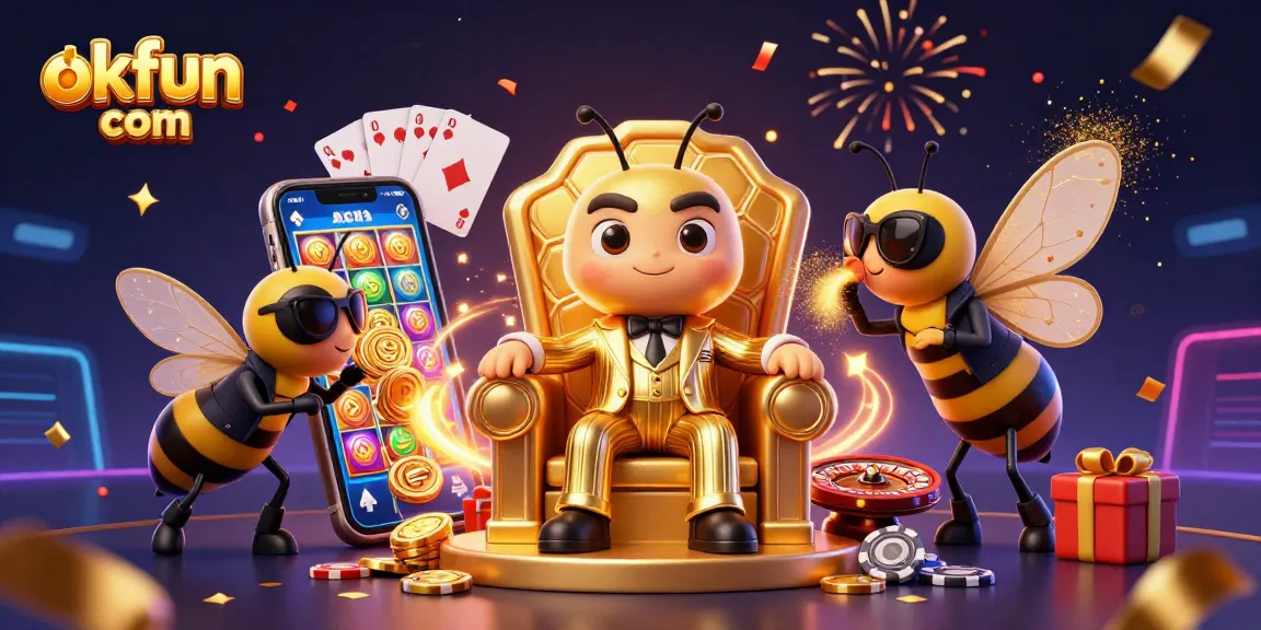 Experience excitement at okfun com with vibrant 3D casino elements and engaging characters in action.
