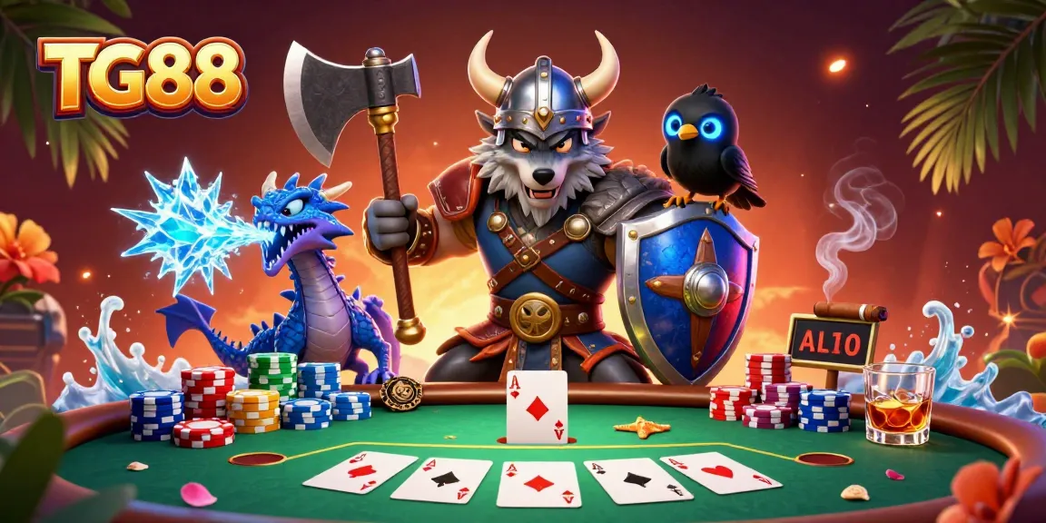 Experience thrilling excitement with TG88 at a vibrant poker table scene featuring heroic characters.