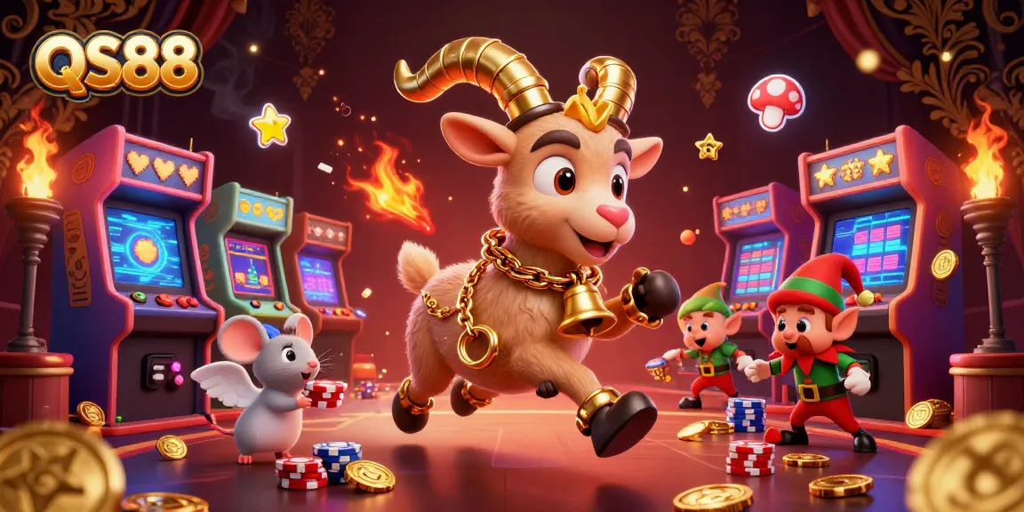 Experience the excitement at QS88's holiday-horror casino with festive characters stealing poker chips.