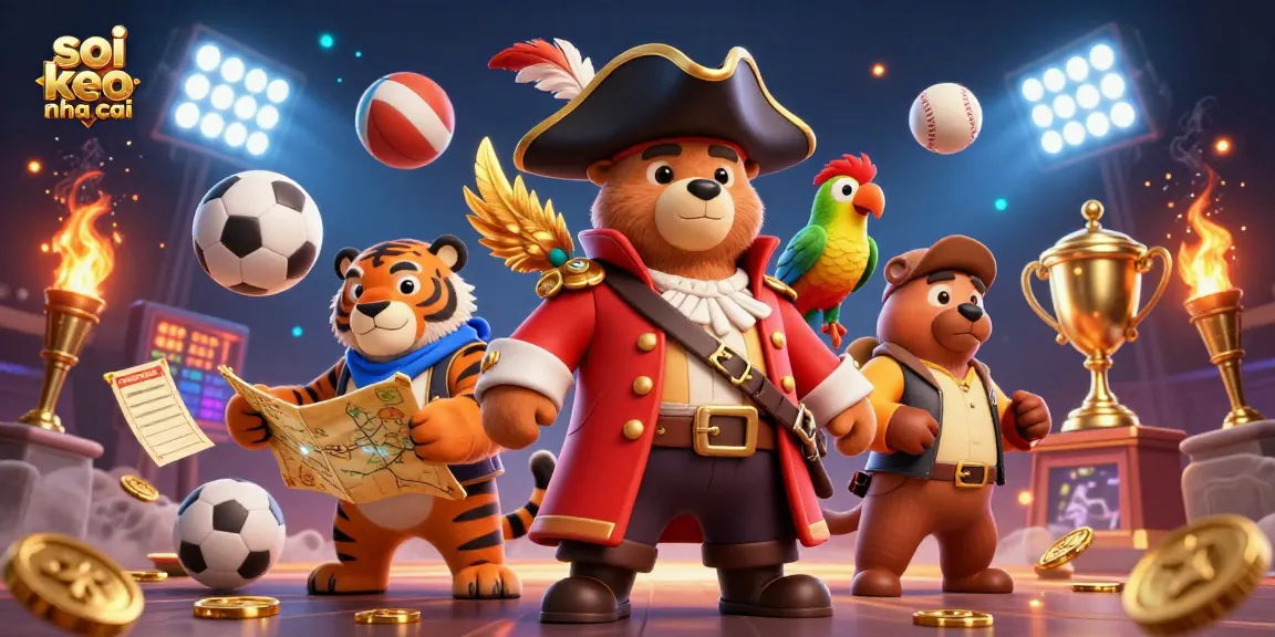Experience soi keo nha cai with an exciting dynamic scene featuring sports elements and characters.